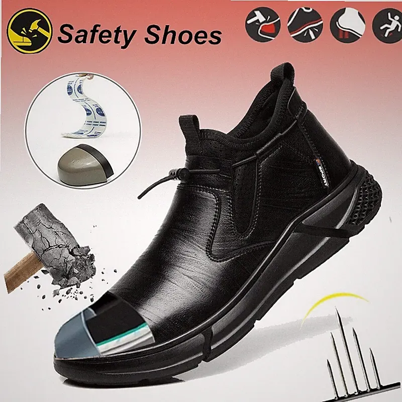Wear-resisting Men Work Safety Boots Anti-smash Anti-puncture Waterproof Boots