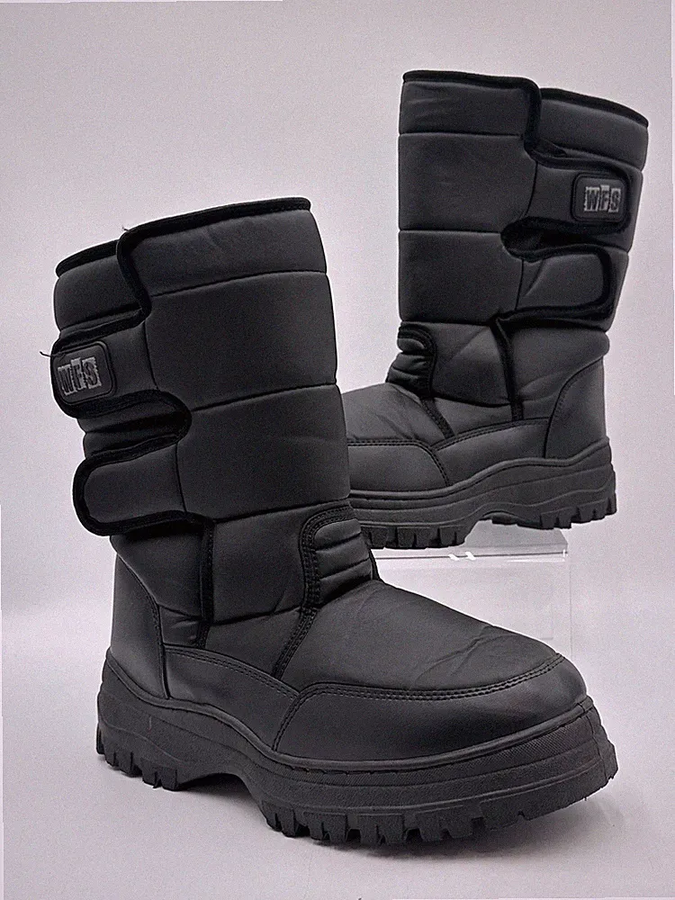 WFS Snow Boots Black Unisex Size 13 US Fleece Lined Warm Winter PVC Sole