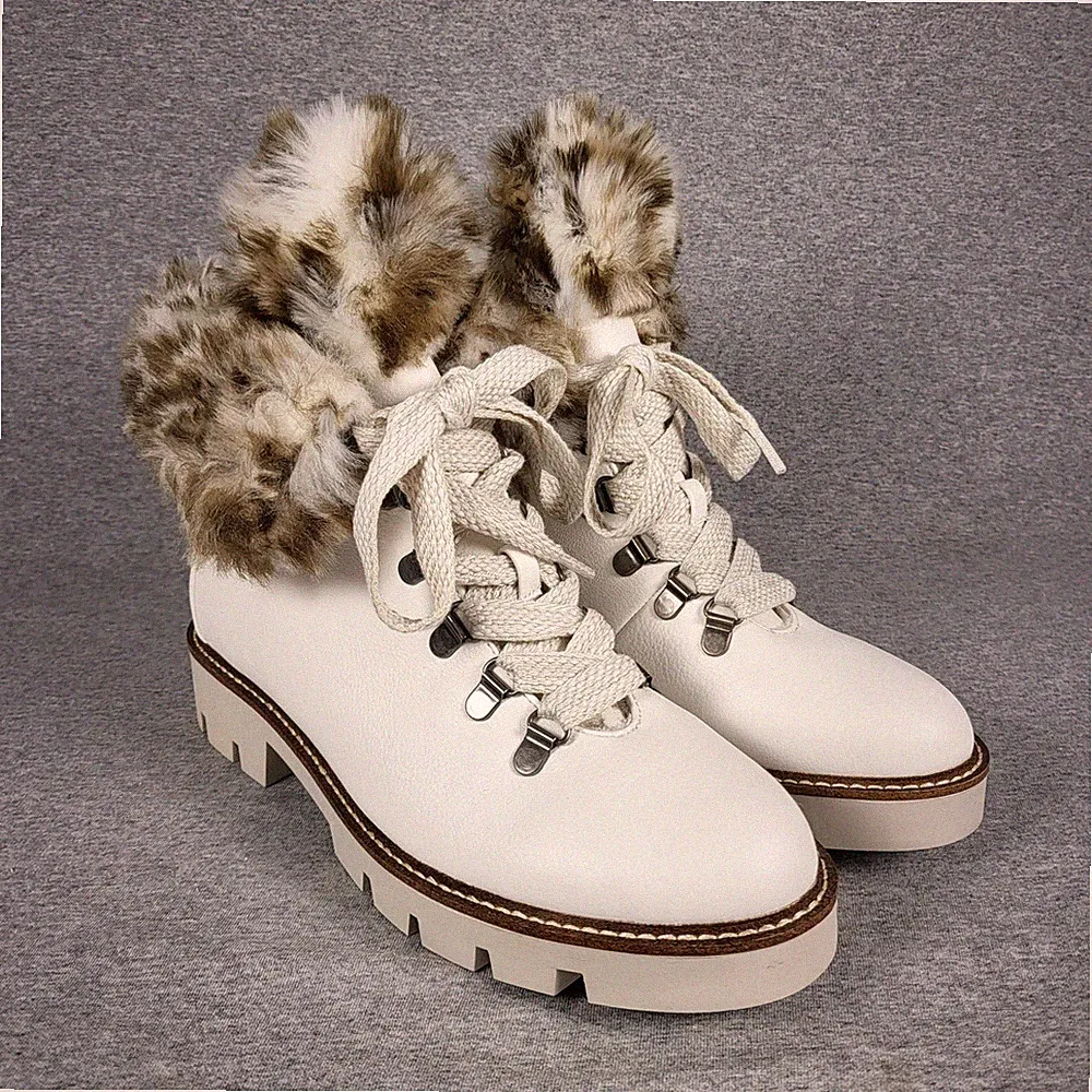 White Mountain Womens Boots White 0.5" Platform Sweater Fuzzy Faux Fur 9.5M