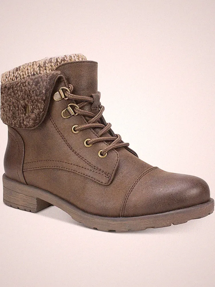 WHITE MOUNTAIN Womens Brown 0.5" Platform Sweater Fuzzy Sandro Booties 5 M