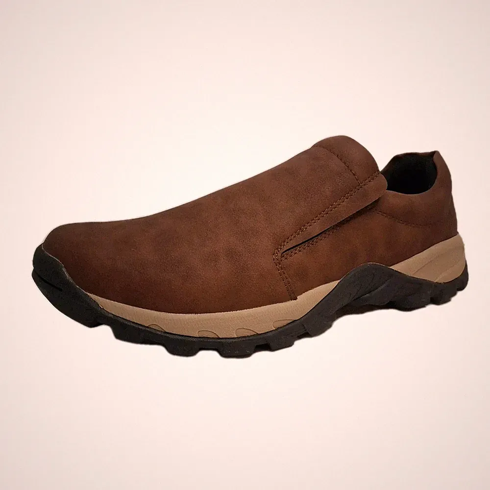Whitin Men Shoes Brown 46/ 13M Leather Comfort Moc Slip On Hiking Trail Loafers