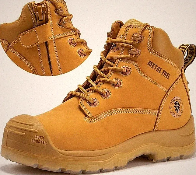 Wide 6" Composite toe Work Boots for Men with YKK Side Zipper, TPU Outsole, EH