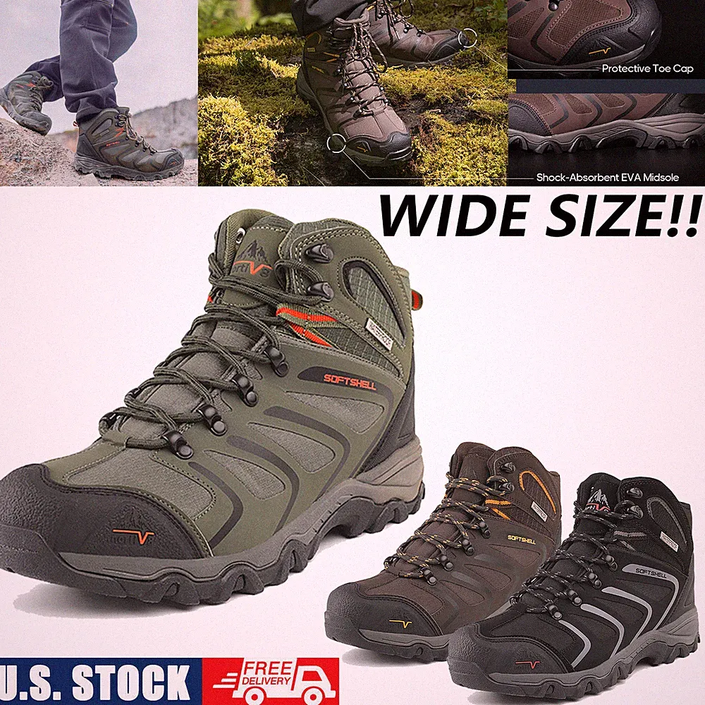 Wide Size -Men's Waterproof Hiking Boots Outdoor Lightweight Trail Shoes