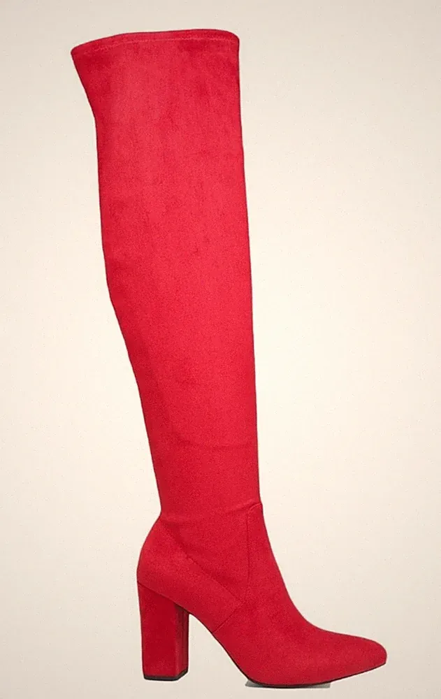 Wild Pair Womens Bravy Red Suede Over-The-Knee Boots Shoes 6 Medium (B,M) NWOB