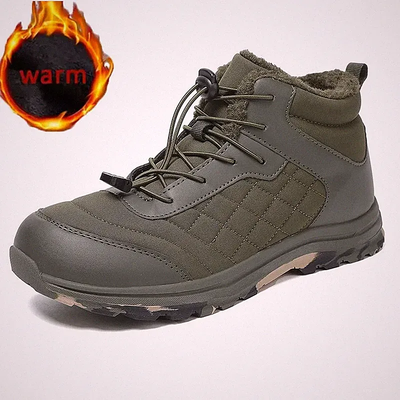 Winter Barefoot Boots for Men Plush Warm Outdoor Non-slip Snow Shoes Big Size