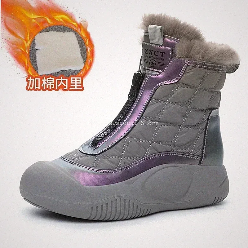 Winter Boots Waterproof Snow Non Slip High Top Plush Cotton Snow Boots Sole Bota