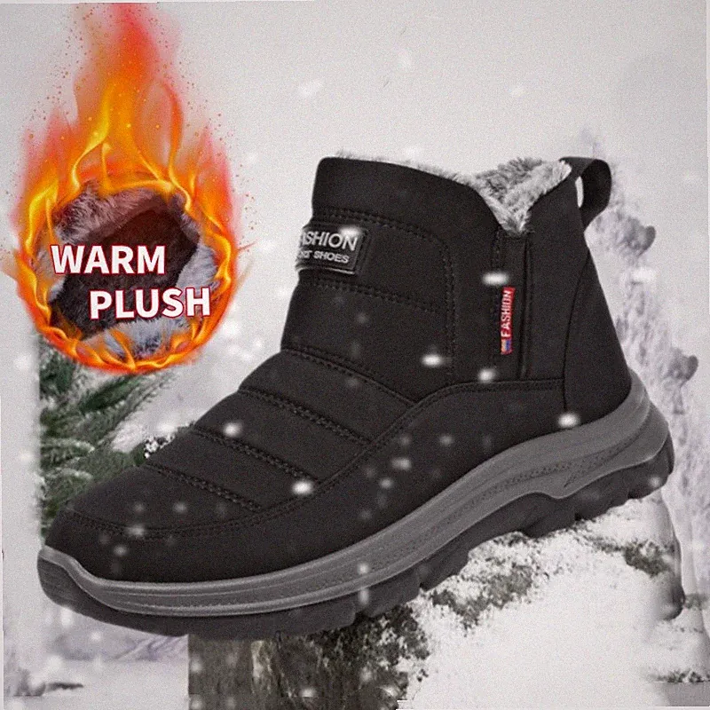 Winter Insulated Snow Boots Men Fur-lined Ankle Shoes Warm Cotton Shoes US SIZE