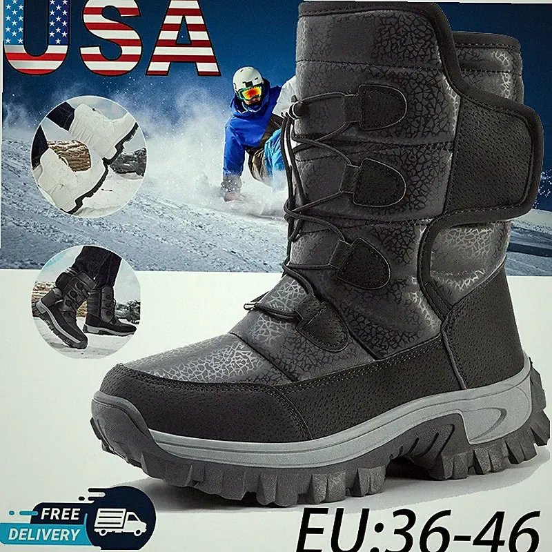 Winter Men's and Women's Snow Boots Outdoor Anti Slip and Warm Cotton Shoes