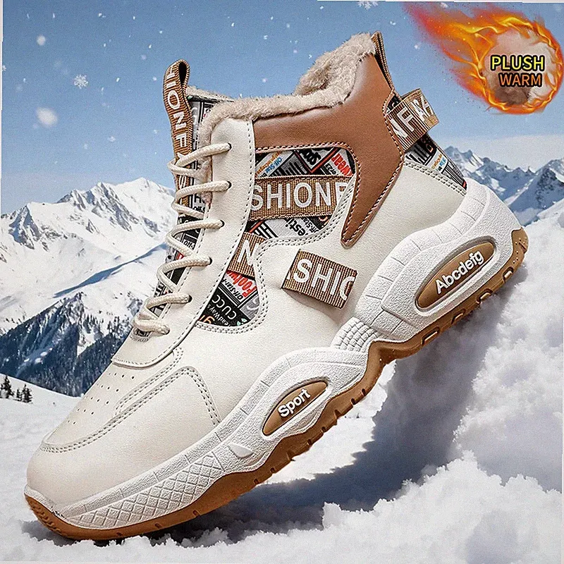 Winter Men's Ball-Style Fleece-Lined Snow Boots Outdoor Hiking Mountain Shoes