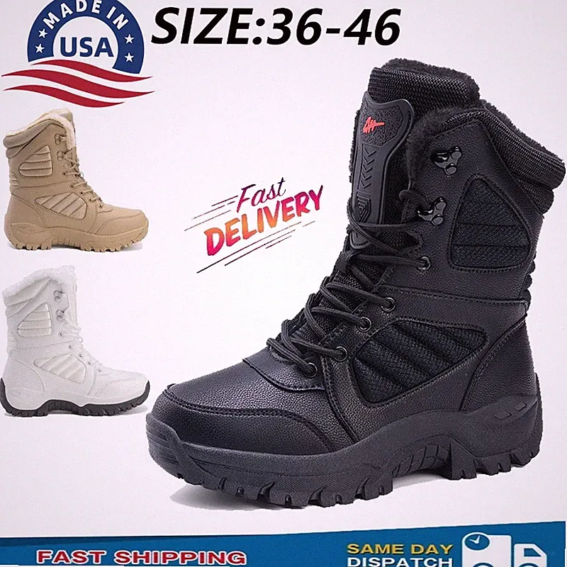 Winter Men's Snow Boots Hiking with Fleece Lining Midsole Boots for Couples