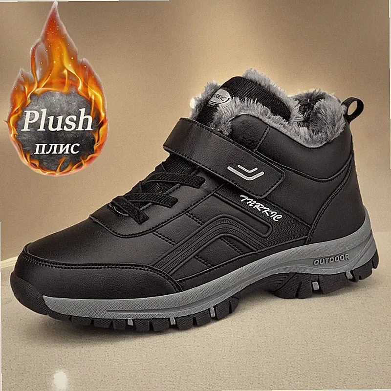 Winter Snow Boots Slip On Waterproof Comfortable Ankle Boots Plush Hiking Shoes