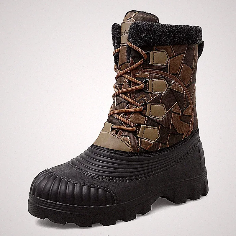 Winter Thick Fleece Snow Winter High Top Boots Men Outside Super Warm Ankle Boot