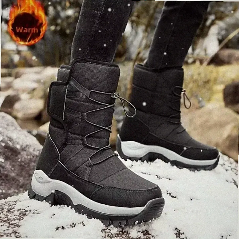 Winter Warm Men's Snow Boots Outdoor Hiking Boots Thickened Plush Cotton Shoes