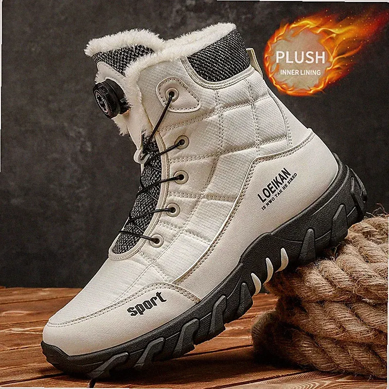 Winter Warm Men Snow Boots Thickened Cotton-Lined Outdoor Hiking Climbing Shoes