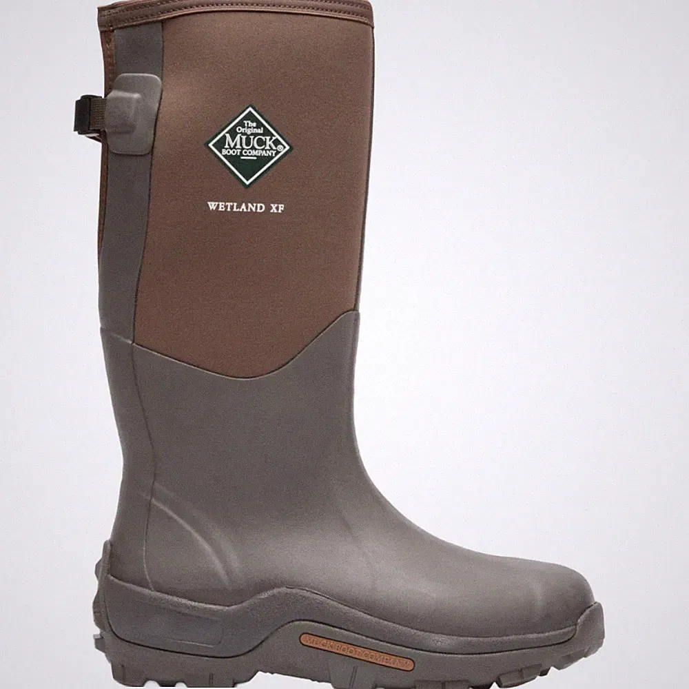 with box Muck Mens Wetland Wide Calf Brown Boots MWET900 G1N