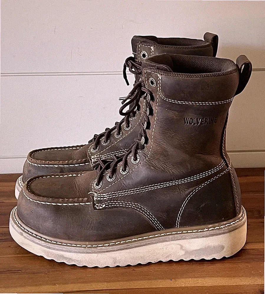 Wolverine Men Loader 8" Wedge Work Boots Leather Steel Toe Size 7.5 EW
