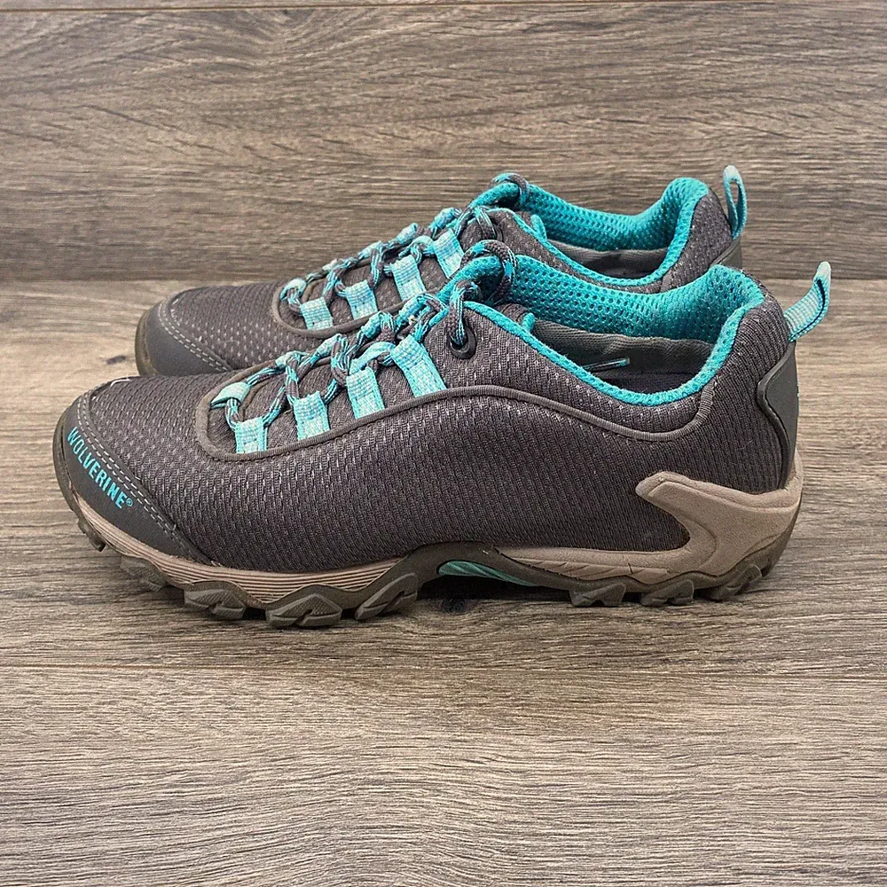 Wolverine Women's Gray Turquoise Athletic Hiking Shoes Sneakers Size 7M