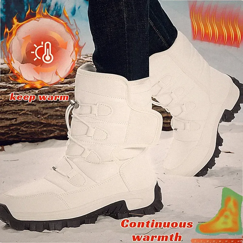 Women Men High Top Plush Snow Boots Winter Outdoor Anti-Slip Waterproof Boots US