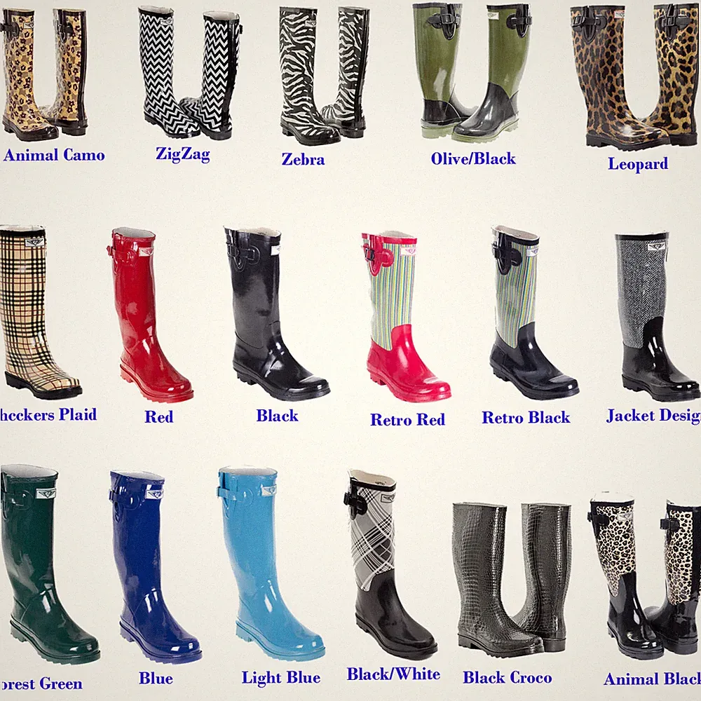 Women Rubber Rain Boots, Mid-Calf Waterproof Solid & Colors Garden Boots