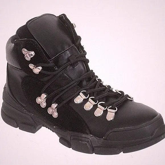 Women's 7B Hiking Outdoor Work Combat Lug Boots Punk Grunge Vegan Leather NEW