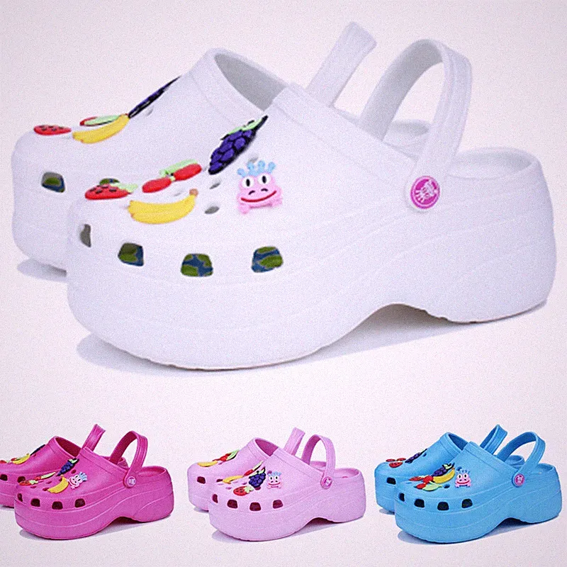 Women's Casual Clogs Slip On Platform Shoes Waterproof Beach White Sandals Size