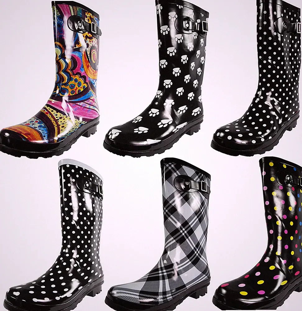 Women's Hurricane Rain Boots Rubber Printed Mid Height Mid Calf Snow Rainboot