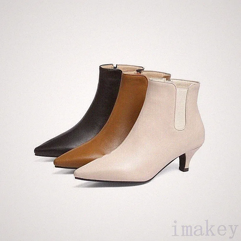 Women's kitten Heel Faux Leather Ankle Boots Party Formal Casual Office OL Shoes