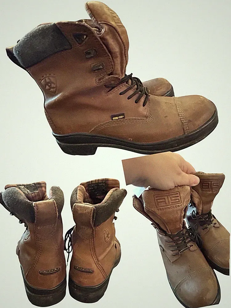 Women’s Outdoor Work Boots Brown Leather Plaid Inside Steel Toe Ariat 7.5B