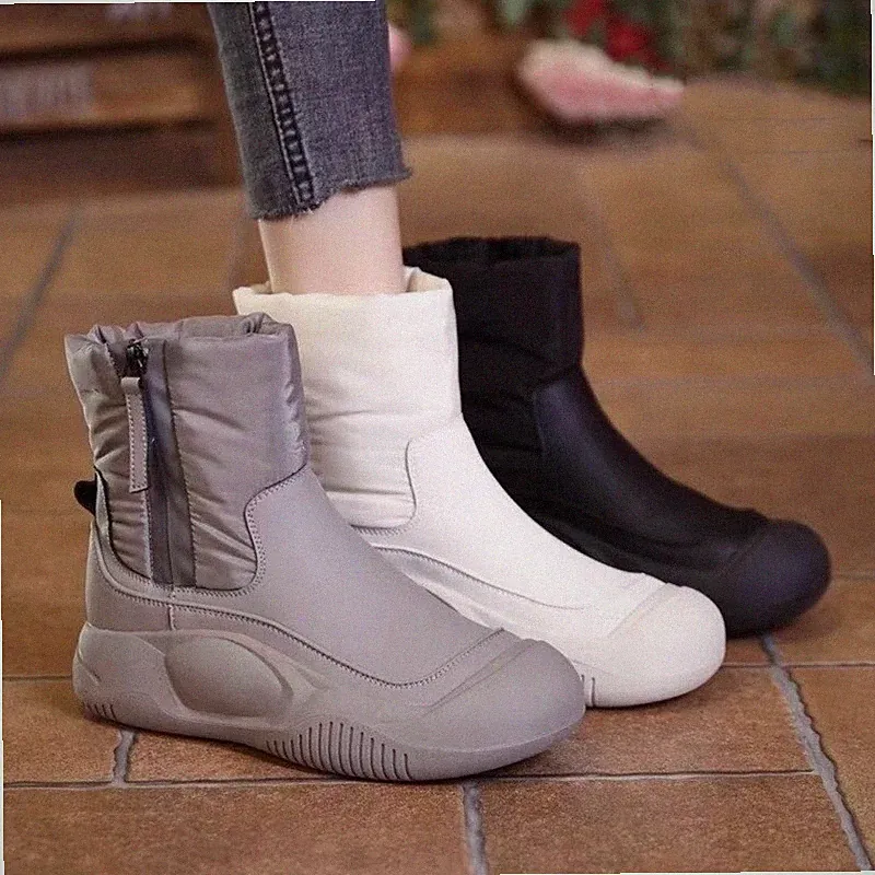 Women's Plush Side Zipper Warm Thick Sole Non-Slip Waterproof Snow Boots