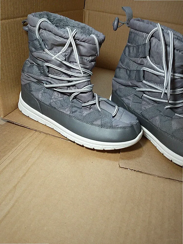 Women's Snow Boots ETC! Waterproof Faux Fur-Lined Gray Sz Large 8 See Measuremt
