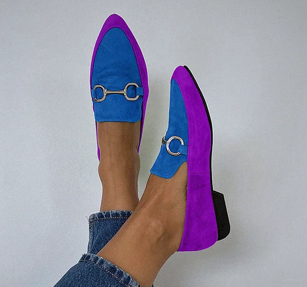 Women's Suede Casual Pumps Shoes Pointed Toe Slip On Loafers Hiking Fashion Chic