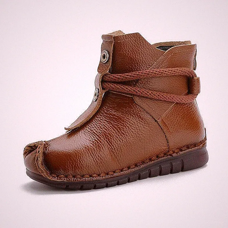Women's Vintage Autumn Winter Flat Back Zip Pointed Toe Snow Shoes Ankle Boots