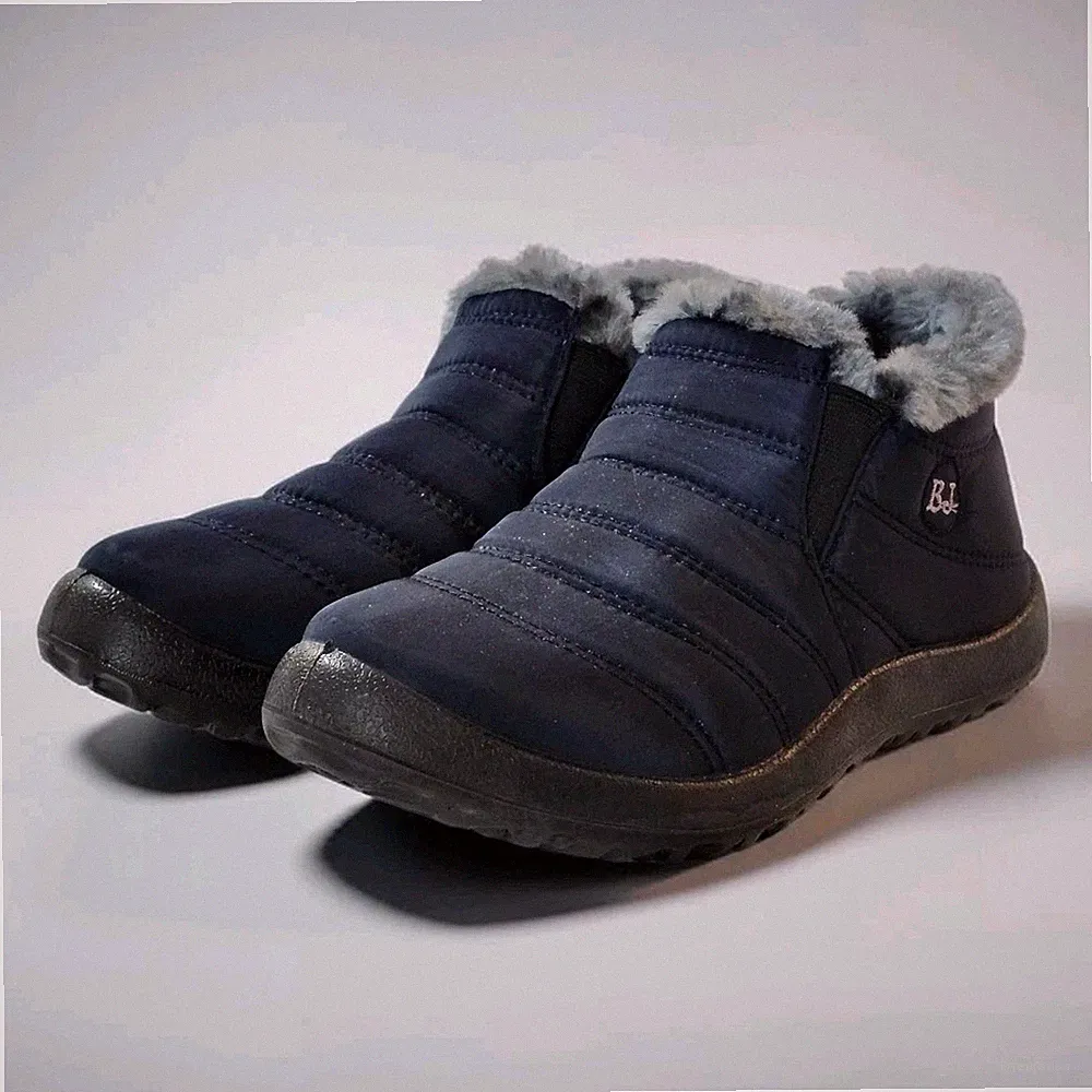 Women's Waterproof Winter Snow Boots Fur-lined Slip On Warm Outwear Ankle Shoes