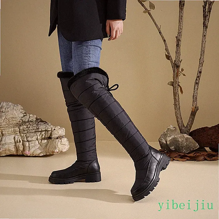Women's Winter Padded Over Knee High Long Tube Boots Warm Snow Shoes Waterproof