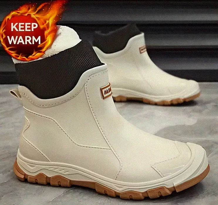 Women’s Winter Snow Boots Fleece-Lined Non-Slip Hiking Rain Outdoor Shoes -Beige