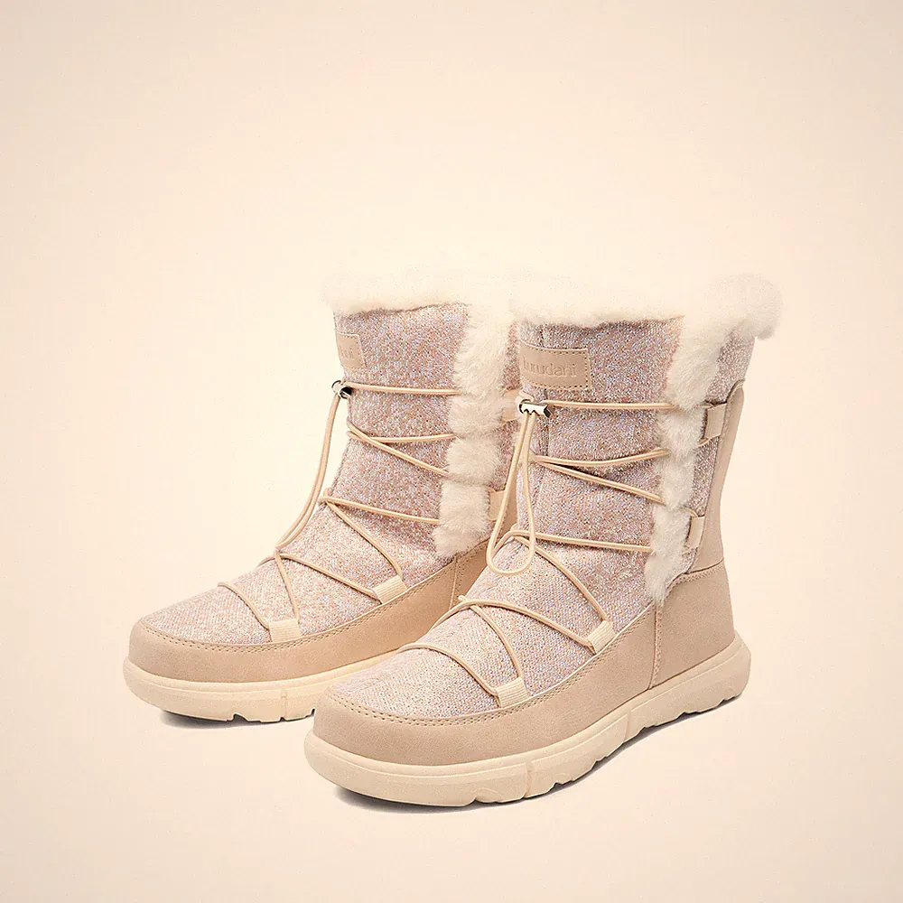 Women's Winter Snow Boots Fur Lining Lace-Up Casual Lightweight Snow Boots