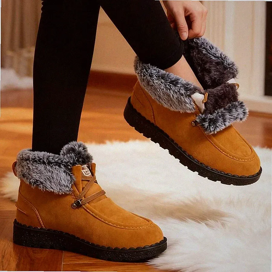Women’s Winter Snow Boots Plush Warm Anti-Slip Short Boots Height Increasing