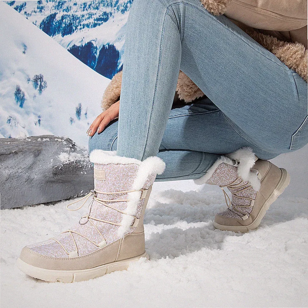 Women's Winter Snow Boots Fur Lining Lace-Up Casual Warm Outdoor Snow Boots