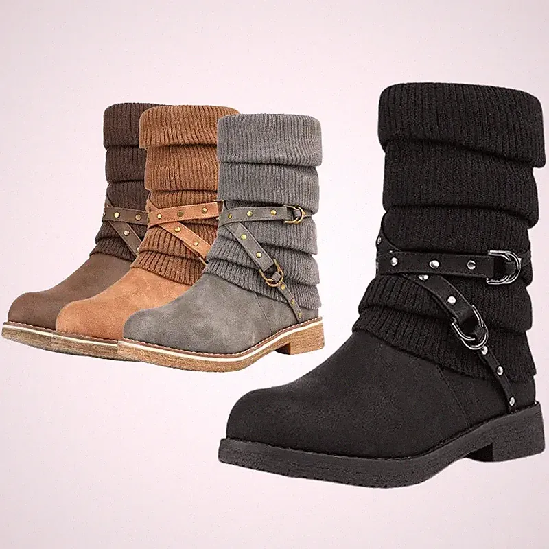 Women's Winter Warm Faux Fur Lined Mid Calf Snow Boots Zip Up Boots