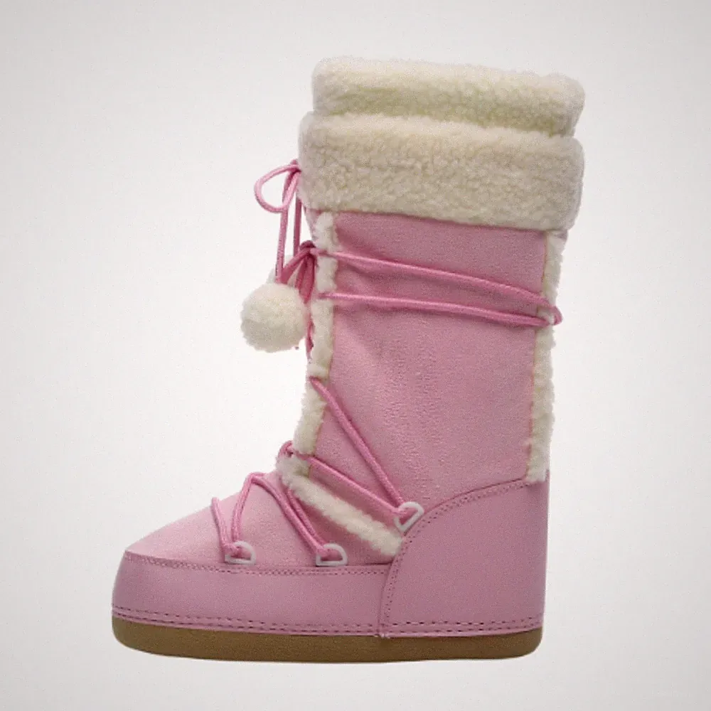 Women Winter Snow Boots Non Slip Footwear Lace up Lightweight Thickened