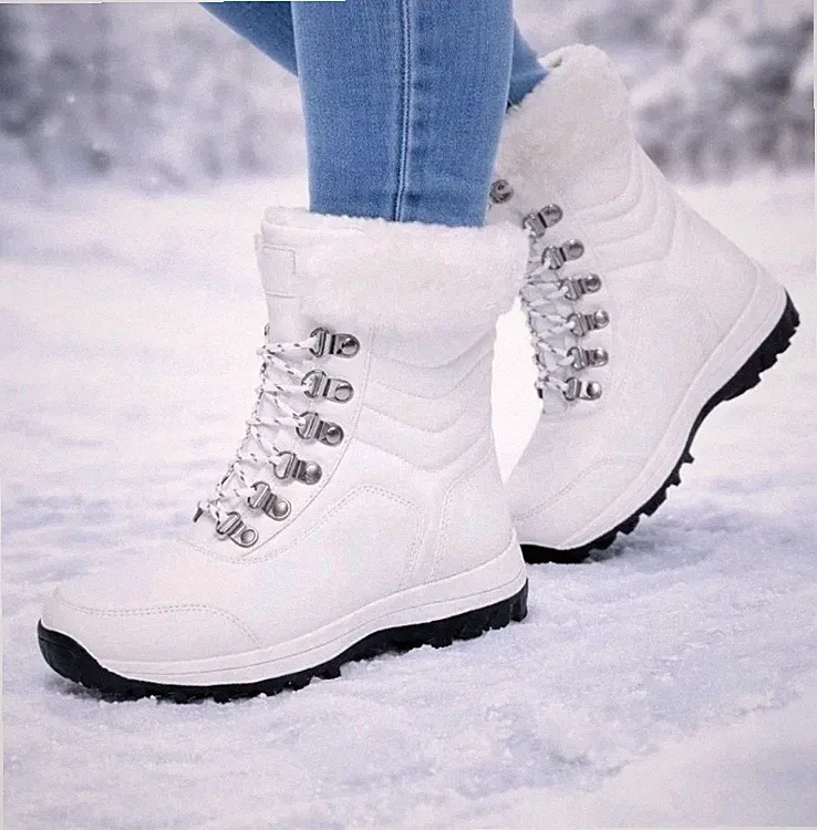 Women Winter Snow Boots Warm Fur Lined Waterproof Anti-Slip Hiking Boots