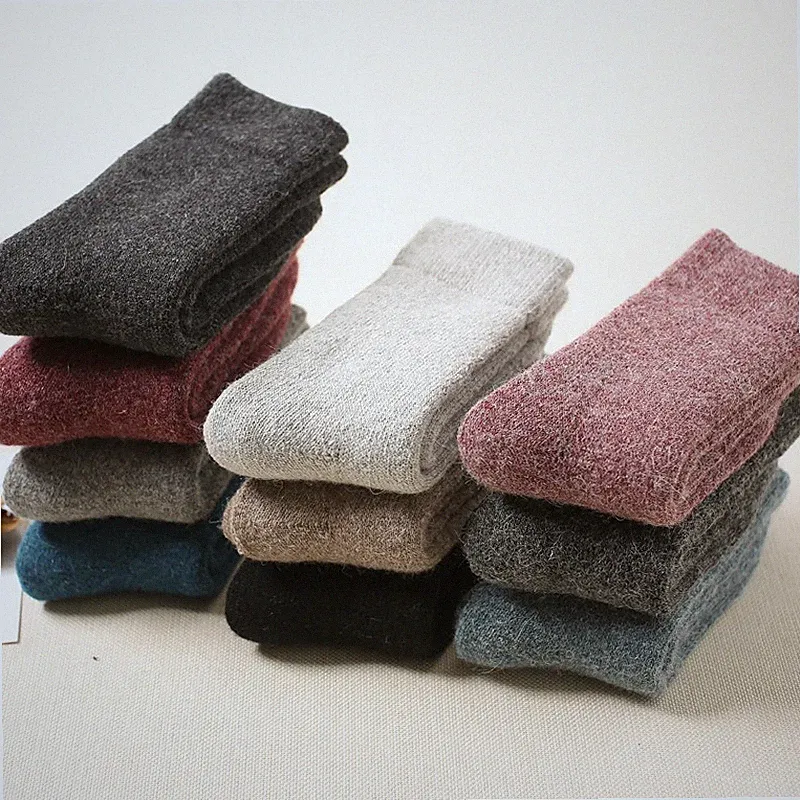 Women Wool Crew Thick Heavy Warm Thermal Cozy Fuzzy Color Boot Sock Winter 5Pack