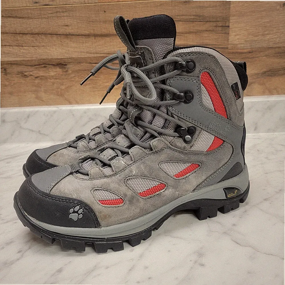 Womens 6.5 M Jack Wolfskin Gray Suede Leather Hiking Boots Lace-Up