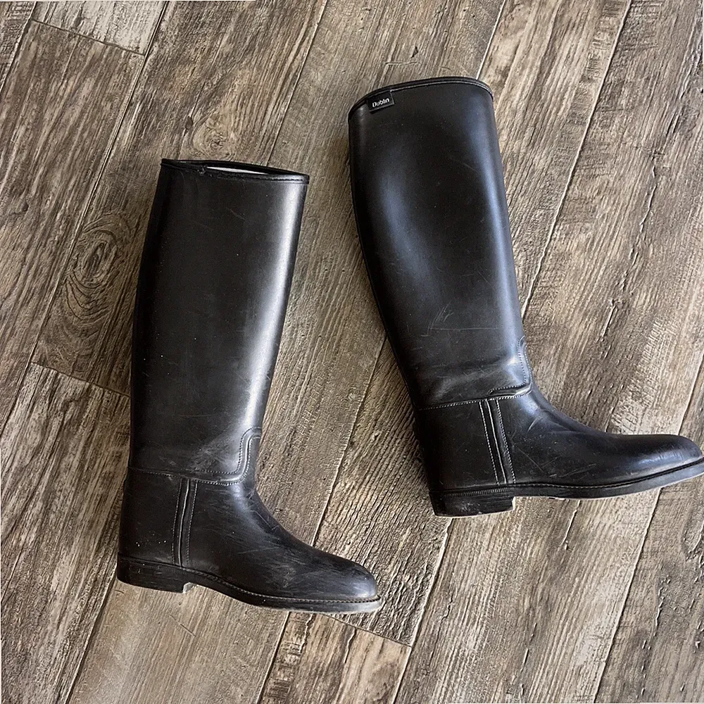 WOMENS DUBLIN BLACK RUBBER EQUESTRIAN RIDING PVC BOOTS 34 EURO, USA 4