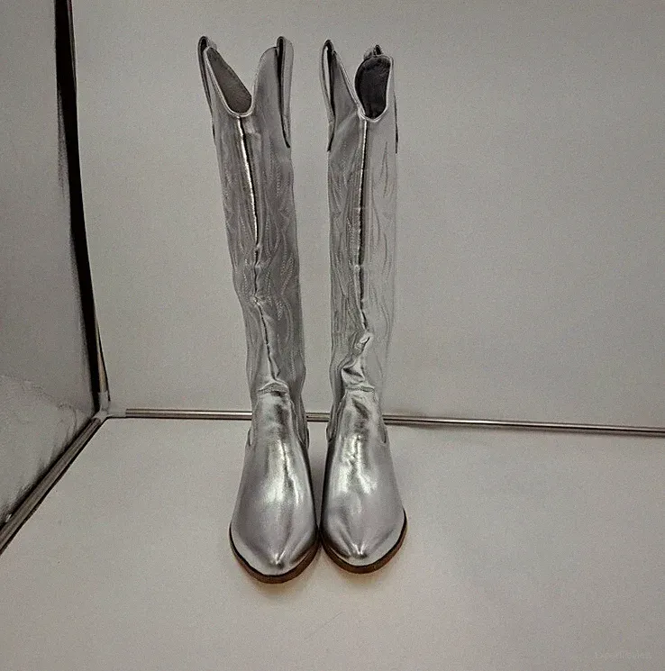 Womens Quepiano Silver Cowboy Boots Parties, Rodeo, Horseback Riding Wedding 8