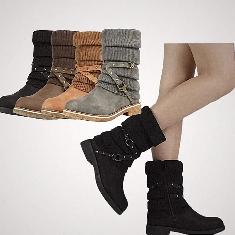 Womens Winter Warm Faux Fur Lined Mid Calf Snow Boots Shoes Size US