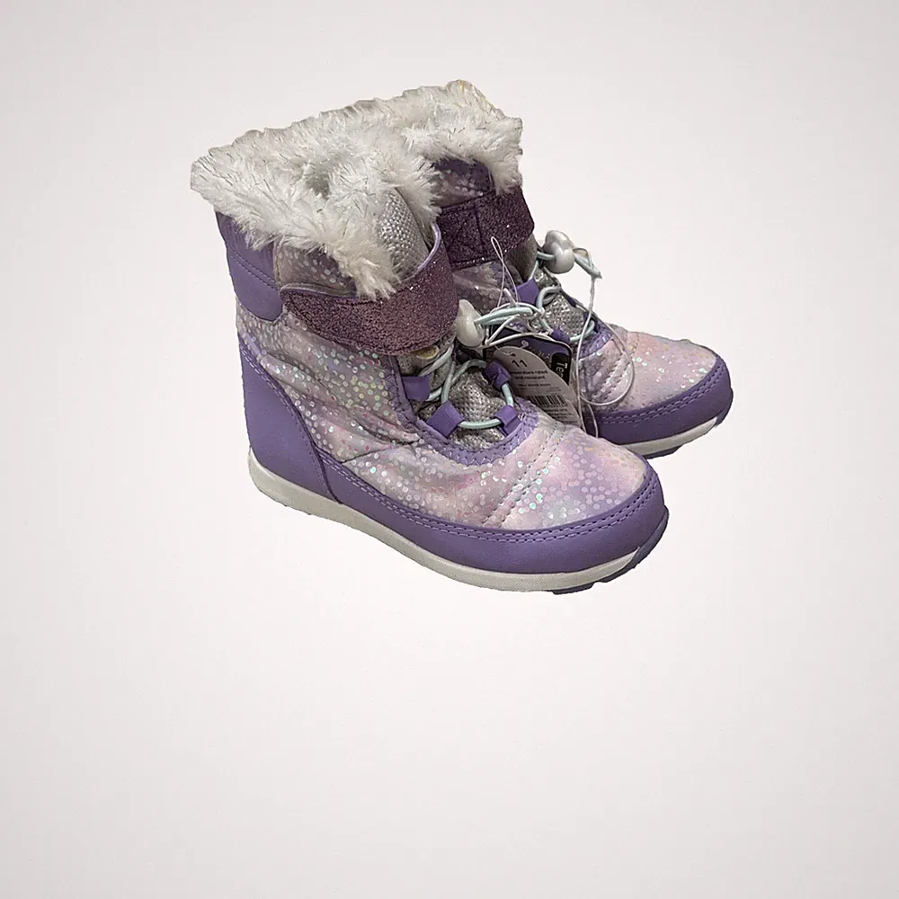 Wonder Nation Girls Winter Boots Size 11 Pink , Purple & Silver Glitter Warm