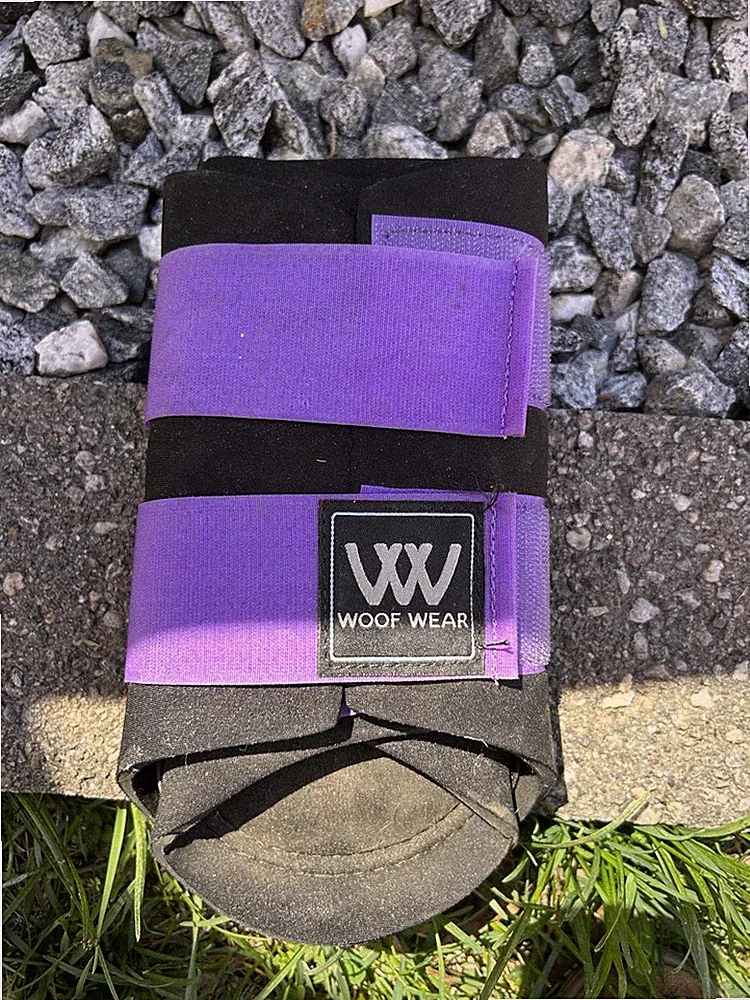 Woof Wear Brushing Boots Black Purple Plastic Neoprene Horse Leg Protection