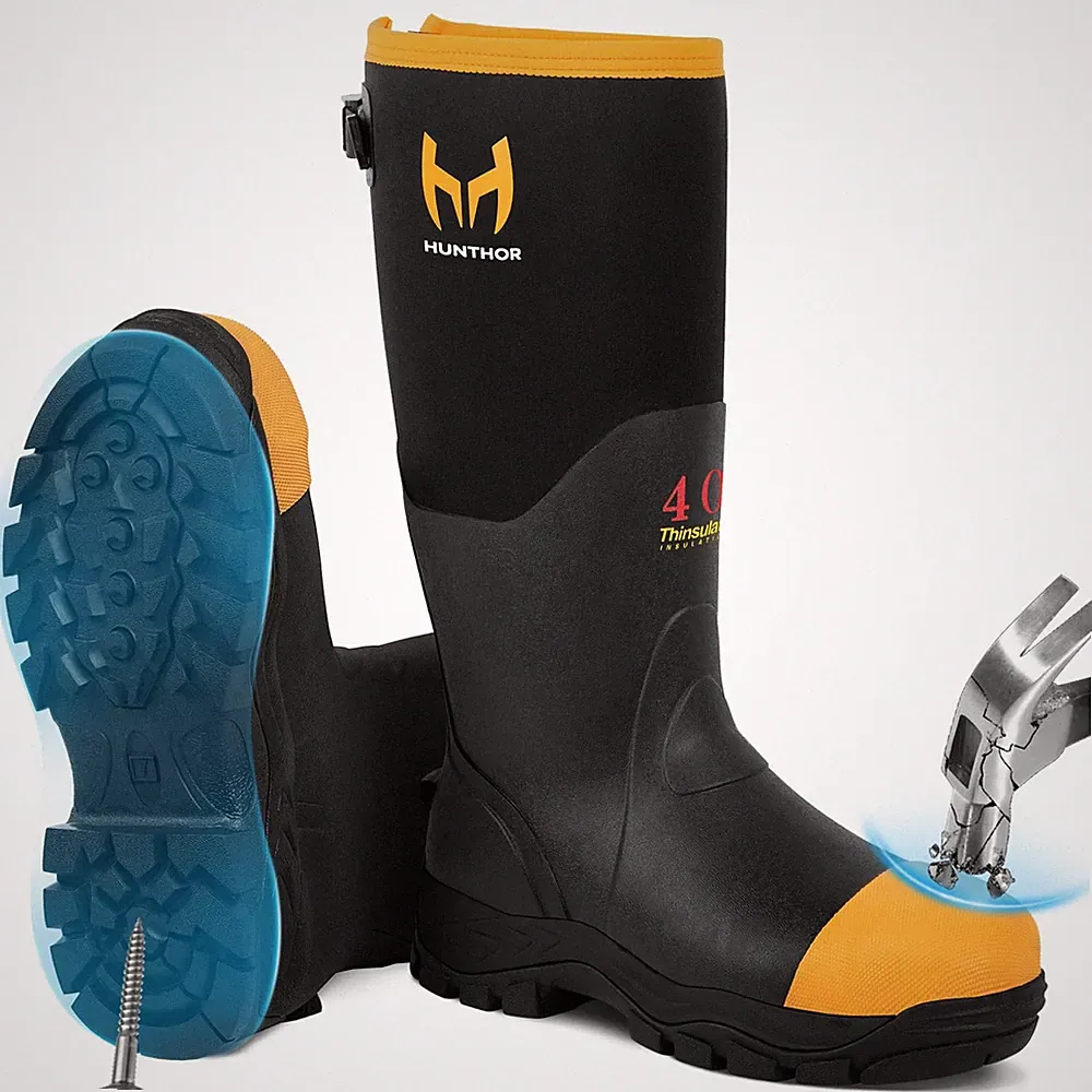 Work Boots for Men with Steel Toe, 400g Insulated, 1100N Puncture-Proof Hunti...