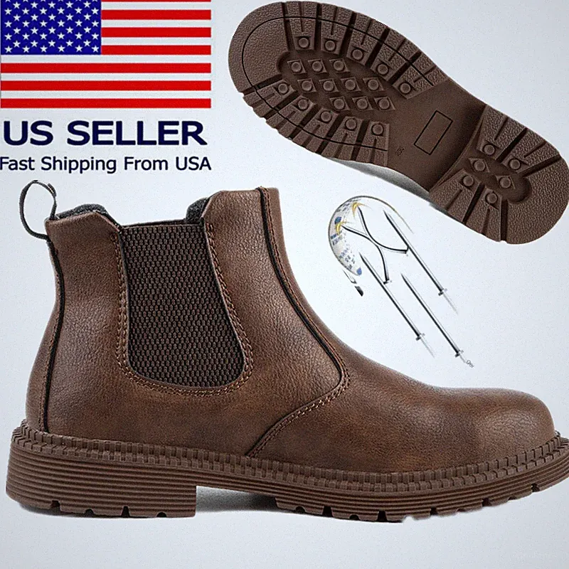 Work Boots Indestructible Shoes Mens Slip On Shoes Safety Shoes Steel Toe Shoes
